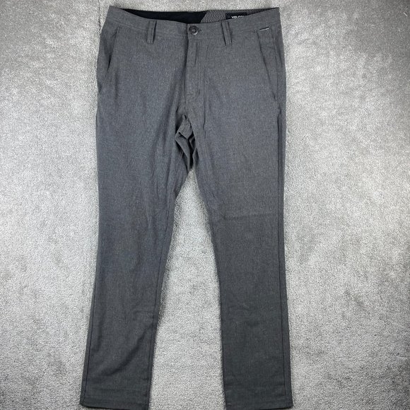 Volcom Modern Stretch Chinos Men’s Size 34 Gray Flat Front Pants True To This - Picture 2 of 15